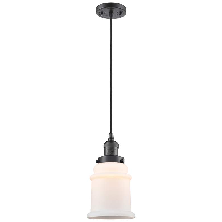 Image 1 Canton 6" Oil Rubbed Bronze Cord Hung Mini Pendant w/ Matte White Shad
