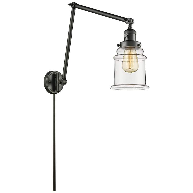 Image 1 Canton 6" Oil Rubbed Bronze LED Double Swing Arm With Clear Shade