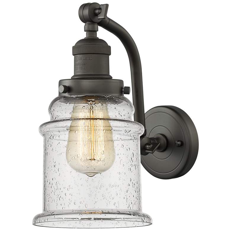 Image 1 Canton 6" Oil Rubbed Bronze LED Sconce With Seedy Shade