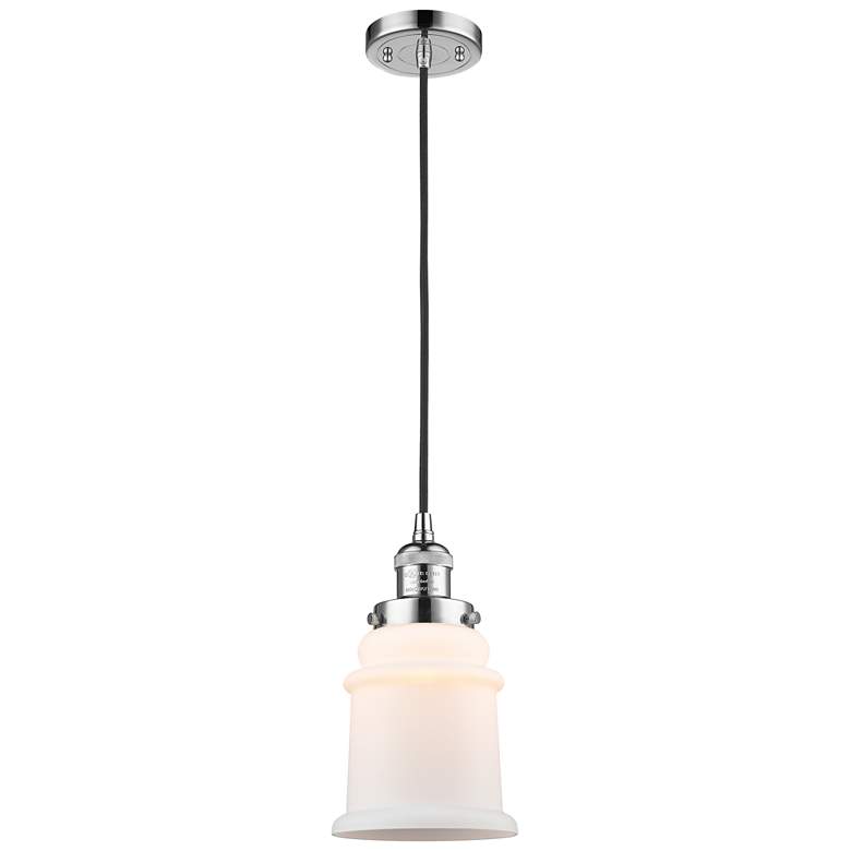 Image 1 Canton 6" Polished Chrome Cord Hung Mini Pendant w/ Matte White Shade