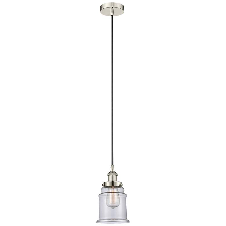 Image 1 Canton 6" Polished Nickel Mini Pendant w/ Clear Shade