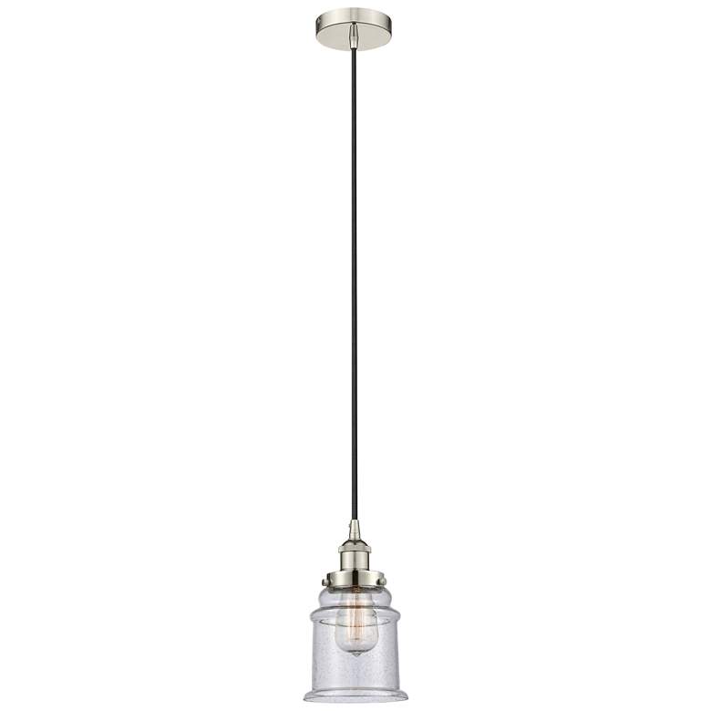 Image 1 Canton 6" Polished Nickel Mini Pendant w/ Seedy Shade