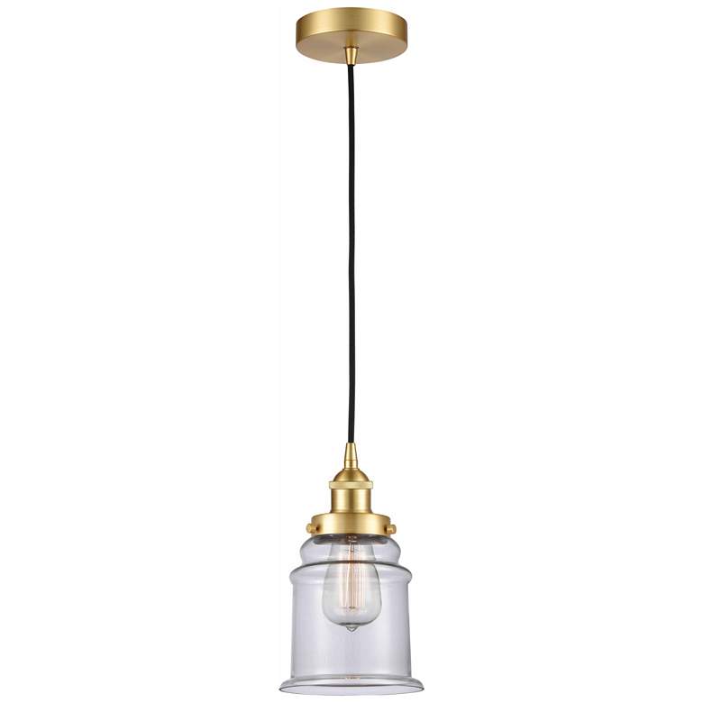 Image 1 Canton 6" Satin Gold Mini Pendant w/ Clear Shade