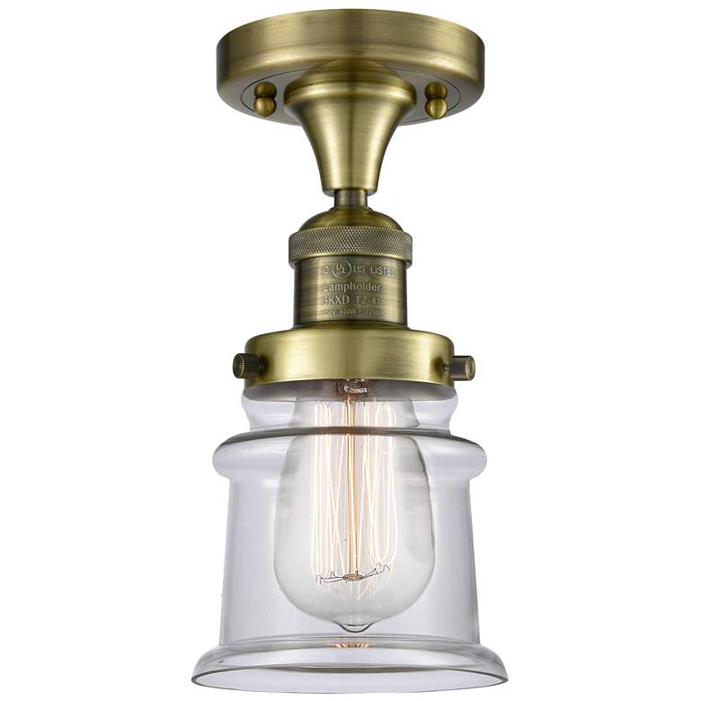 Image 1 Canton 6" Wide Antique Brass Semi Flush Mount w/ Clear Shade