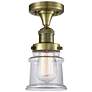 Canton 6" Wide Antique Brass Semi Flush Mount w/ Clear Shade