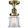 Canton 6" Wide Antique Brass Semi Flush Mount w/ Clear Shade