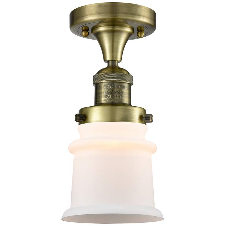 Image 1 Canton 6" Wide Antique Brass Semi Flush Mount w/ Matte White Shade
