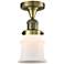 Canton 6" Wide Antique Brass Semi Flush Mount w/ Matte White Shade