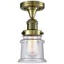 Canton 6" Wide Antique Brass Semi Flush Mount w/ Seedy Shade