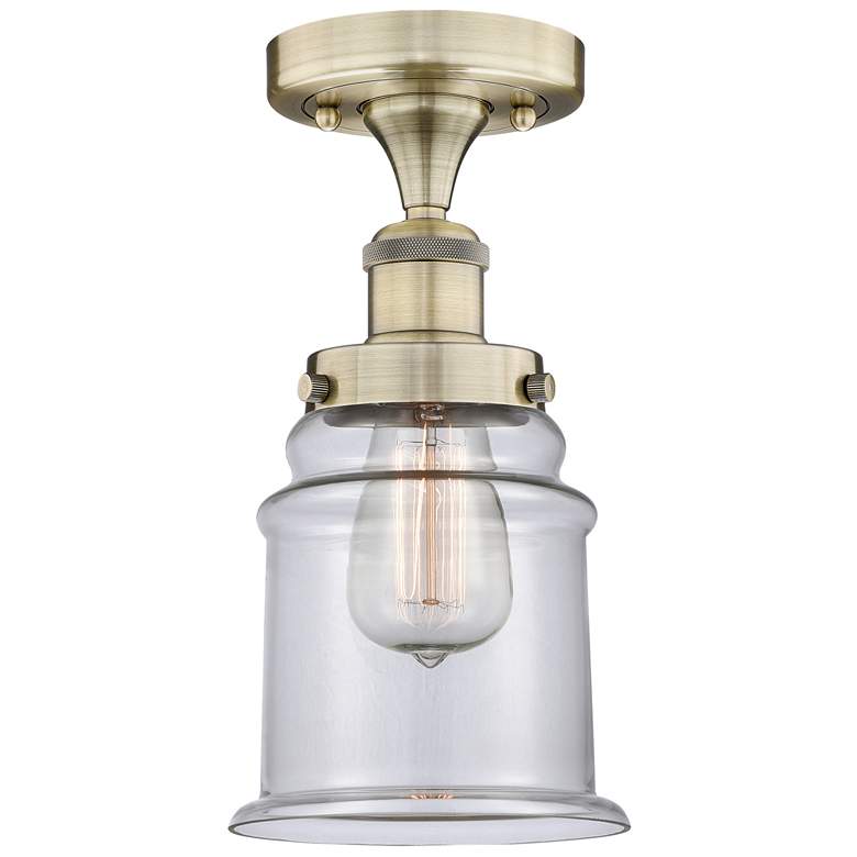 Image 1 Canton 6" Wide Antique Brass Semi.Flush Mount With Clear Glass Shade