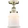 Canton 6" Wide Antique Brass Semi.Flush Mount With Matte White Glass S