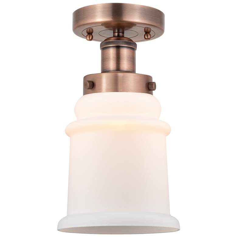 Image 1 Canton 6" Wide Antique Copper Semi.Flush Mount With Matte White Glass