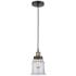Canton 6" Wide Black Brass Corded Mini Pendant With Clear Shade