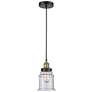 Canton 6" Wide Black Brass Corded Mini Pendant With Seedy Shade