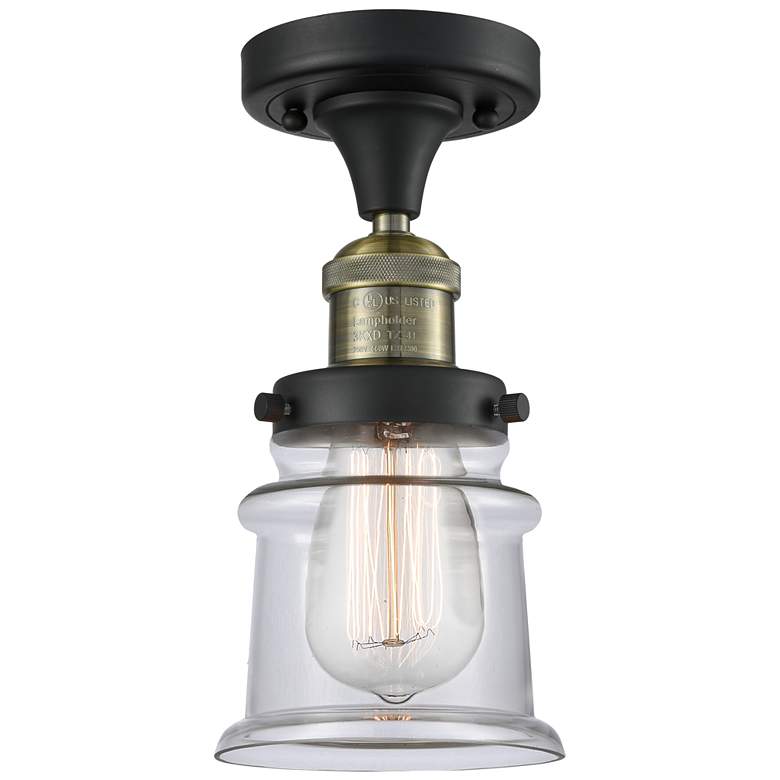 Image 1 Canton 6" Wide Black Brass Semi Flush Mount w/ Clear Shade