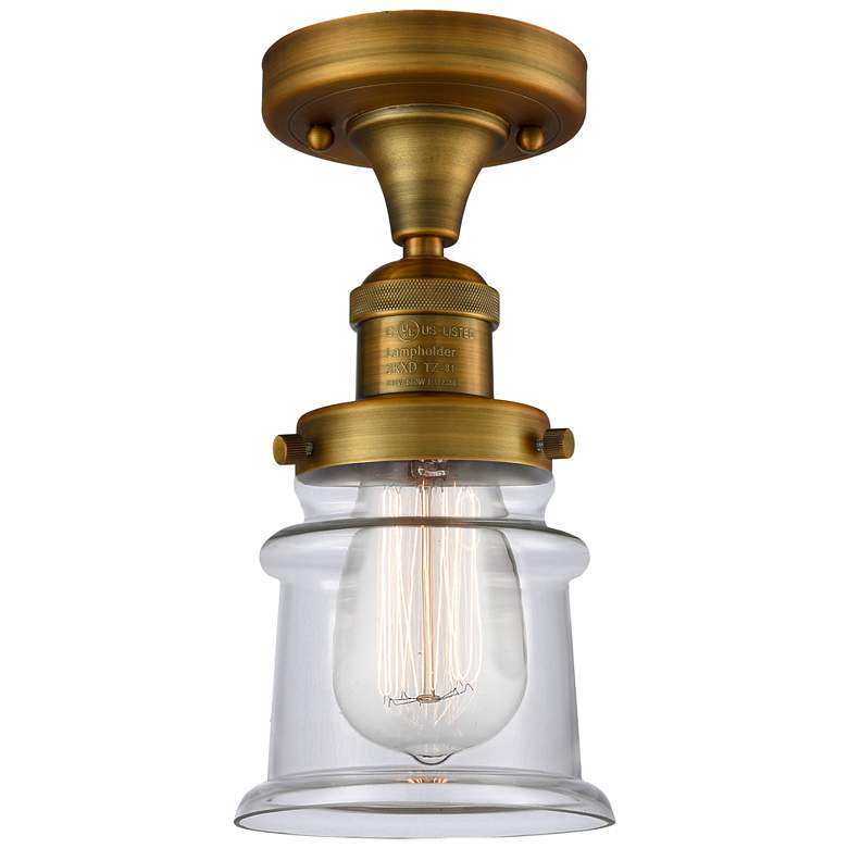 Image 1 Canton 6" Wide Brushed Brass Semi Flush Mount w/ Clear Shade