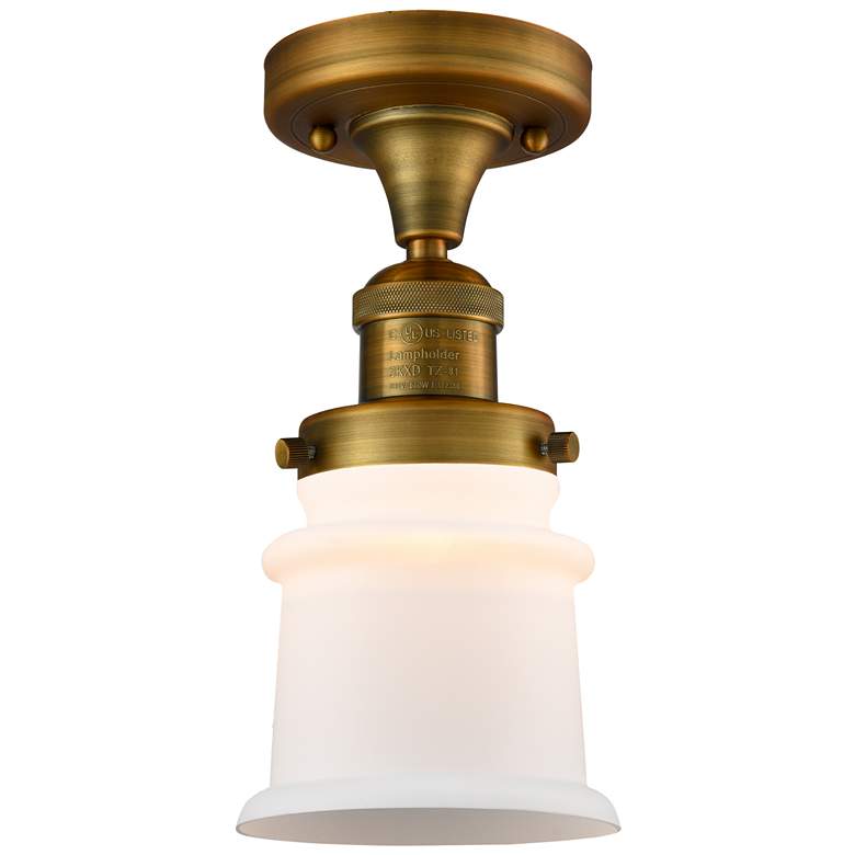 Image 1 Canton 6" Wide Brushed Brass Semi Flush Mount w/ Matte White Shade