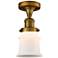 Canton 6" Wide Brushed Brass Semi Flush Mount w/ Matte White Shade
