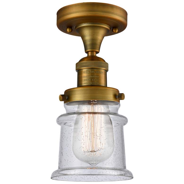Image 1 Canton 6" Wide Brushed Brass Semi Flush Mount w/ Seedy Shade