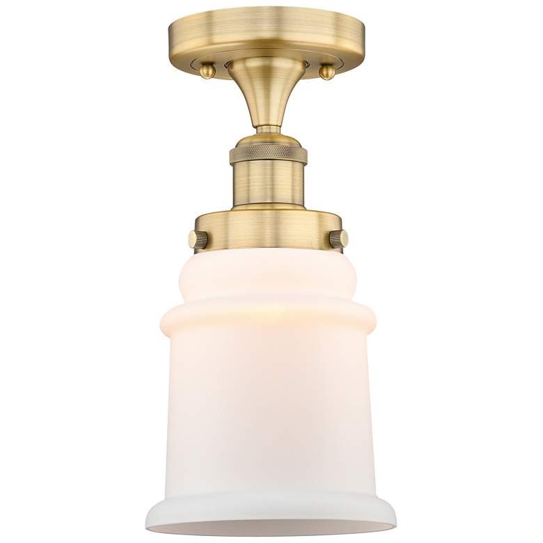 Image 1 Canton 6" Wide Brushed Brass Semi.Flush Mount With Matte White Glass S
