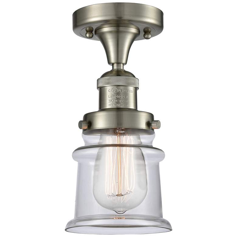Image 1 Canton 6" Wide Brushed Satin Nickel Semi Flush Mount w/ Clear Shade