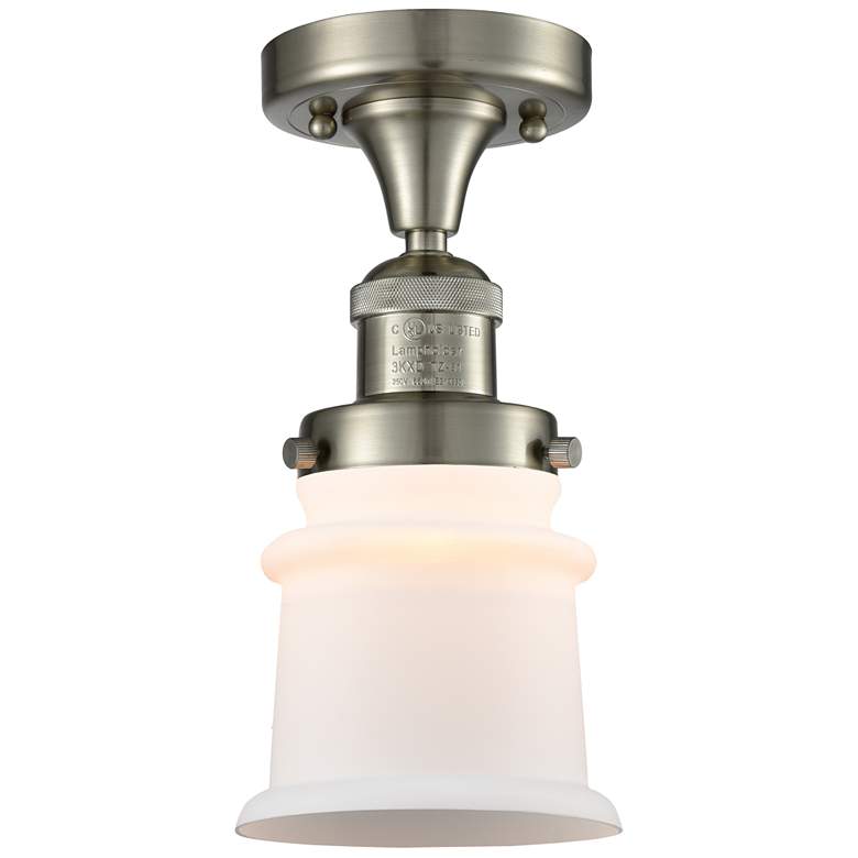 Image 1 Canton 6" Wide Brushed Satin Nickel Semi Flush Mount w/ Matte White Sh