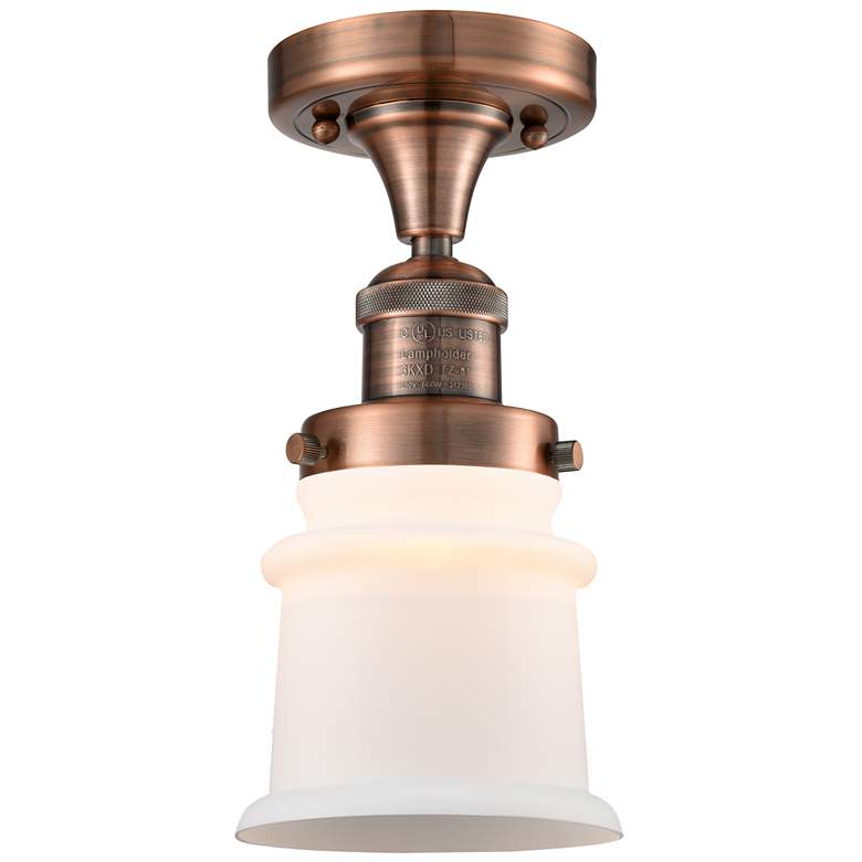 Image 1 Canton 6" Wide Copper Semi Flush Mount w/ Matte White Shade