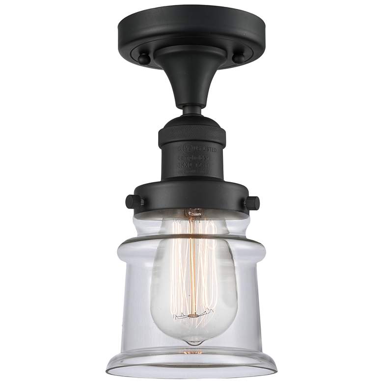 Image 1 Canton 6" Wide Matte Black Semi Flush Mount w/ Clear Shade
