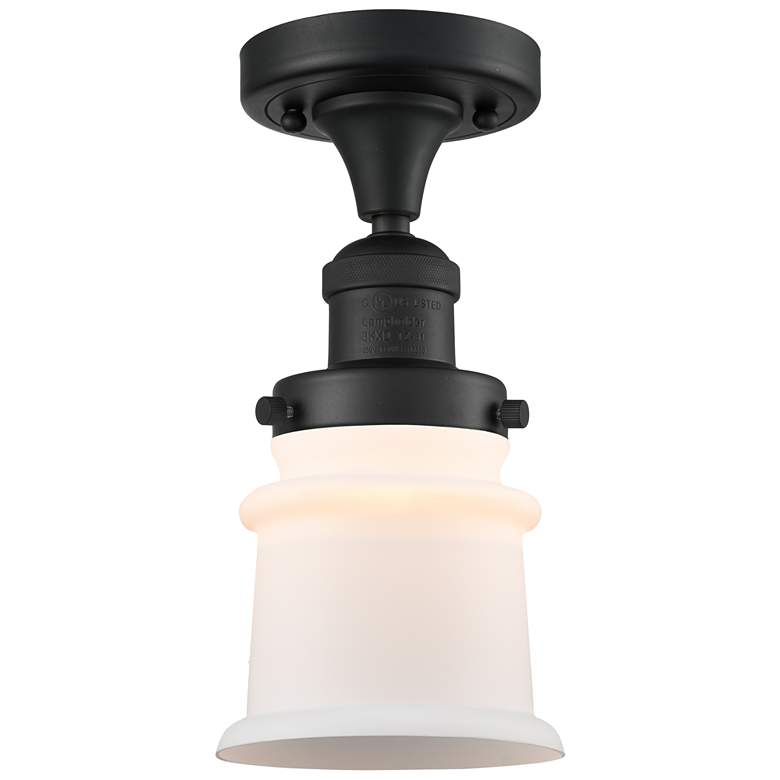 Image 1 Canton 6" Wide Matte Black Semi Flush Mount w/ Matte White Shade