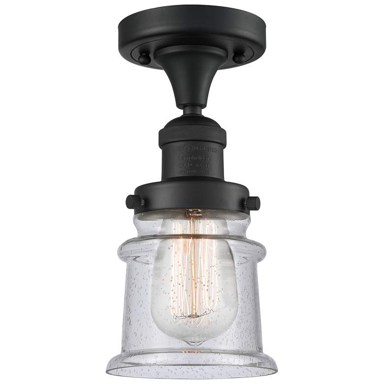 Image 1 Canton 6" Wide Matte Black Semi Flush Mount w/ Seedy Shade