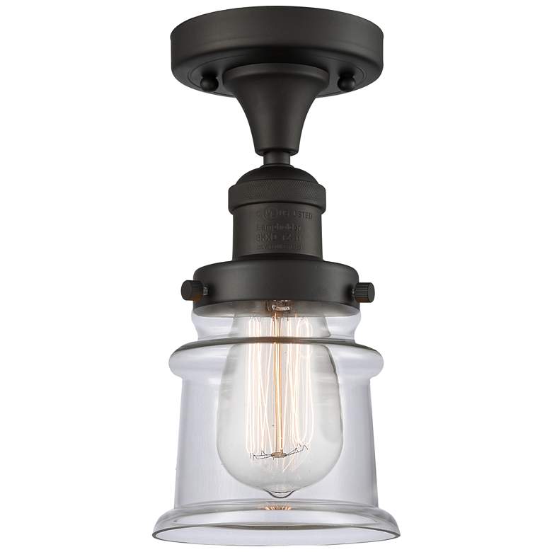 Image 1 Canton 6" Wide Oil Rubbed Bronze Semi Flush Mount w/ Clear Shade