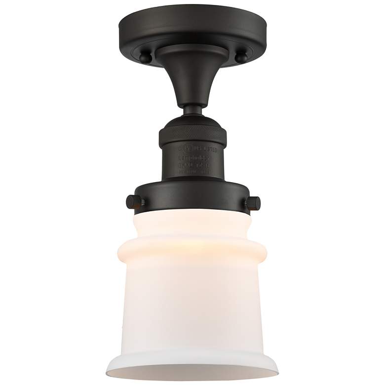 Image 1 Canton 6" Wide Oil Rubbed Bronze Semi Flush Mount w/ Matte White Shade