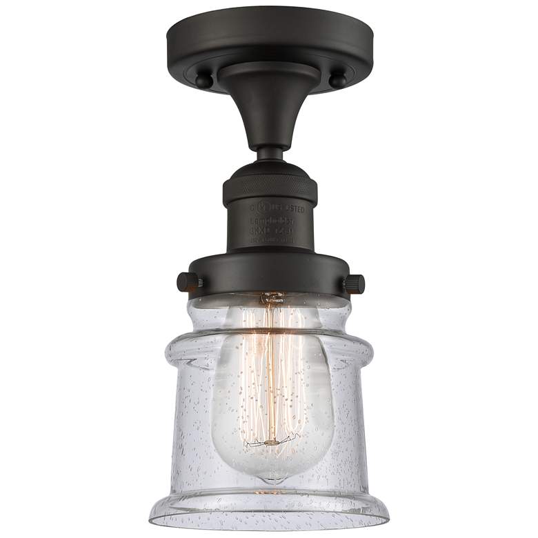 Image 1 Canton 6" Wide Oil Rubbed Bronze Semi Flush Mount w/ Seedy Shade