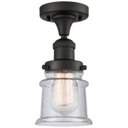 Canton 6" Wide Oil Rubbed Bronze Semi Flush Mount w/ Seedy Shade