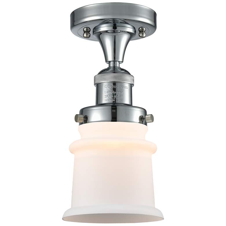 Image 1 Canton 6" Wide Polished Chrome Semi Flush Mount w/ Matte White Shade