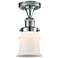 Canton 6" Wide Polished Chrome Semi Flush Mount w/ Matte White Shade