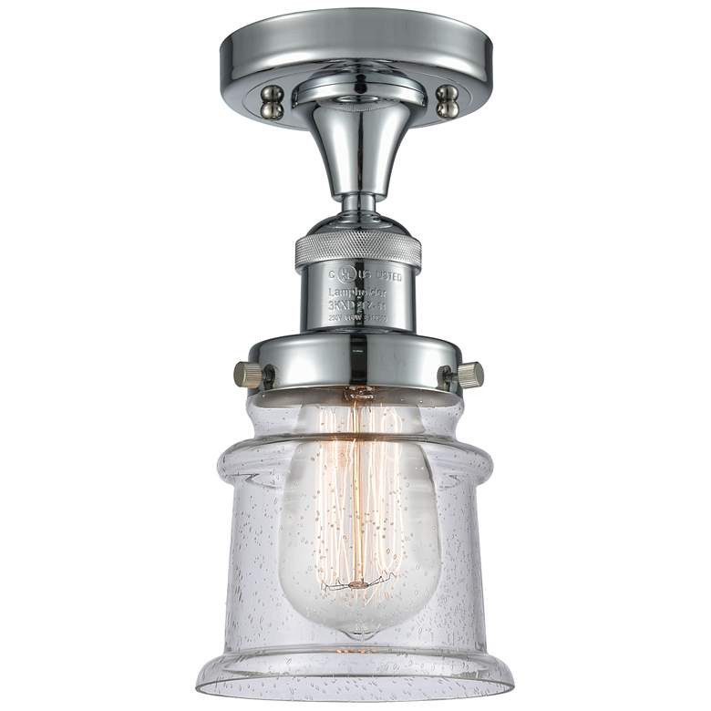 Image 1 Canton 6" Wide Polished Chrome Semi Flush Mount w/ Seedy Shade
