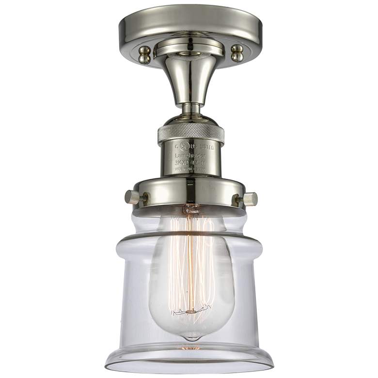 Image 1 Canton 6" Wide Polished Nickel Semi Flush Mount w/ Clear Shade