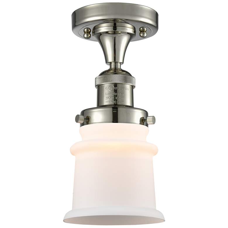 Image 1 Canton 6" Wide Polished Nickel Semi Flush Mount w/ Matte White Shade