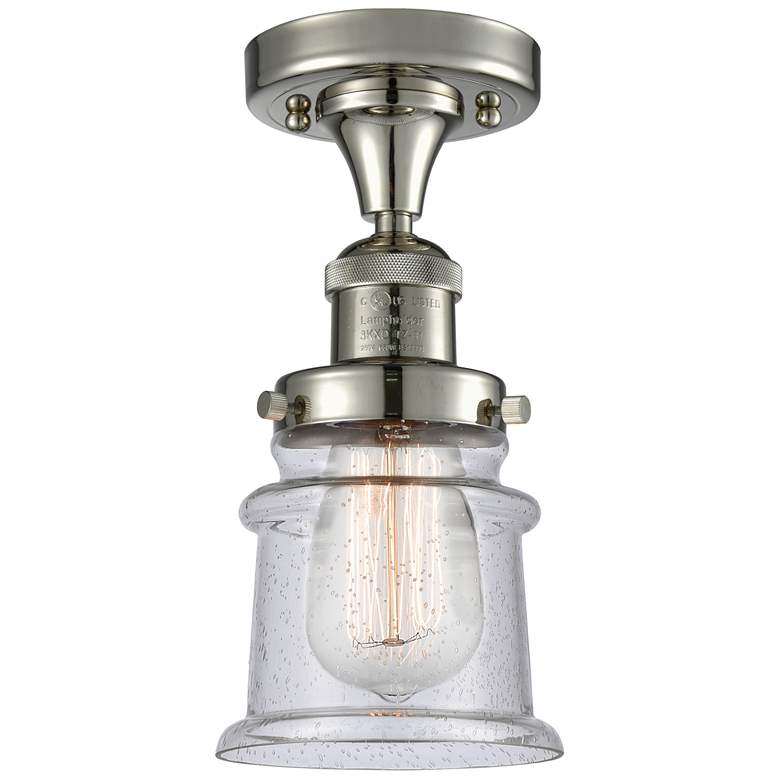 Image 1 Canton 6" Wide Polished Nickel Semi Flush Mount w/ Seedy Shade