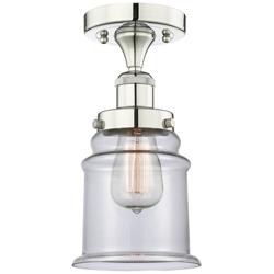 Canton 6&quot; Wide Polished Nickel Semi.Flush Mount With Clear Glass Shade