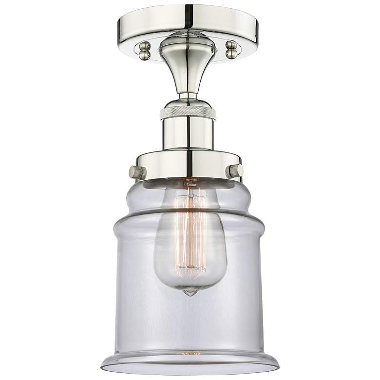 Image 1 Canton 6" Wide Polished Nickel Semi.Flush Mount With Clear Glass Shade