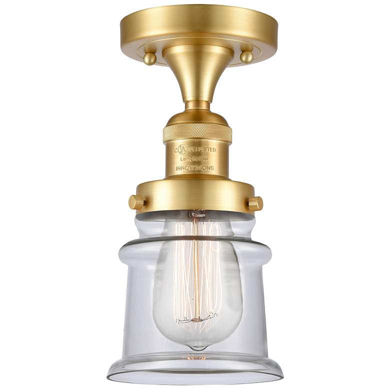 Image 1 Canton 6" Wide Satin Gold Semi Flush Mount w/ Clear Shade