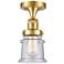 Canton 6" Wide Satin Gold Semi Flush Mount w/ Seedy Shade