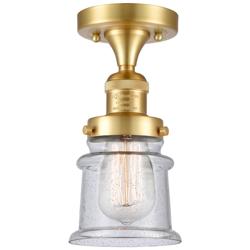 Canton 6" Wide Satin Gold Semi Flush Mount w/ Seedy Shade