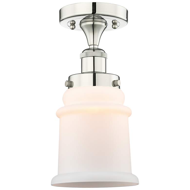 Image 1 Canton 6"W Polished Nickel Semi.Flush Mount With Matte White Glass Sha