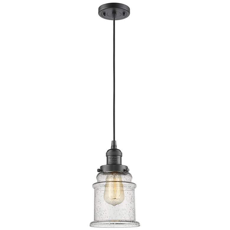 Image 1 Canton 6" Wide Oil Rubbed Bronze Mini Pendant with Seedy Bell Glass Shade