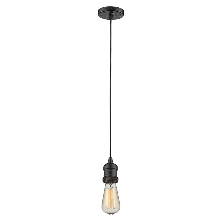 Image 2 Canton 6" Wide Oil Rubbed Bronze Mini Pendant with Seedy Bell Glass Shade more views