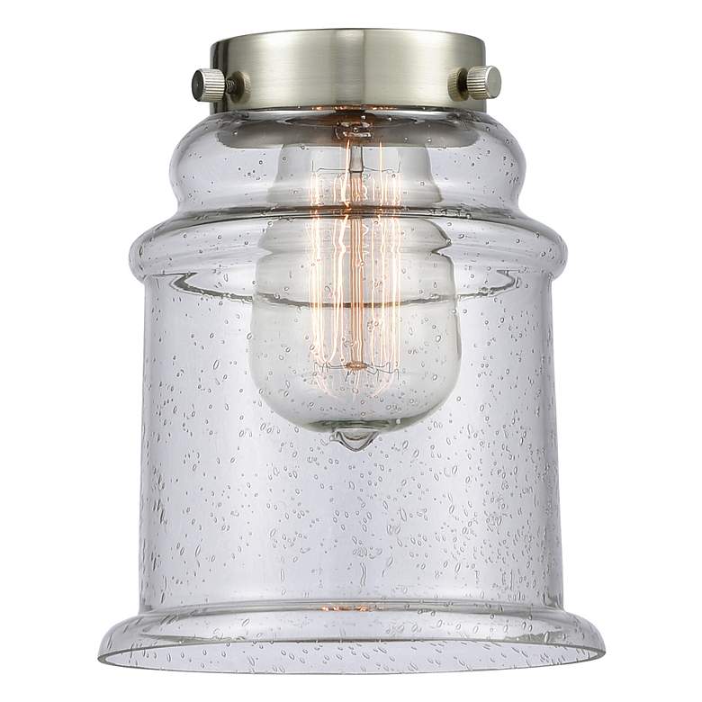 Image 3 Canton 6" Wide Oil Rubbed Bronze Mini Pendant with Seedy Bell Glass Shade more views