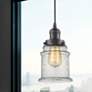 4_Canton 6" Wide Oil Rubbed Bronze Mini Pendant with Seedy Bell Glass Shade more views